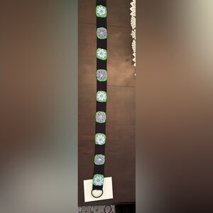 Handcrafted Floral Crochet Belt - Black and Green